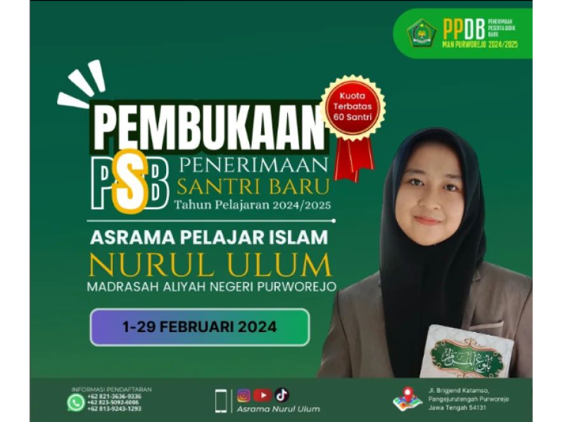 PPDB MAN PURWOREJO 2024/2025 PROGRAM ASRAMA